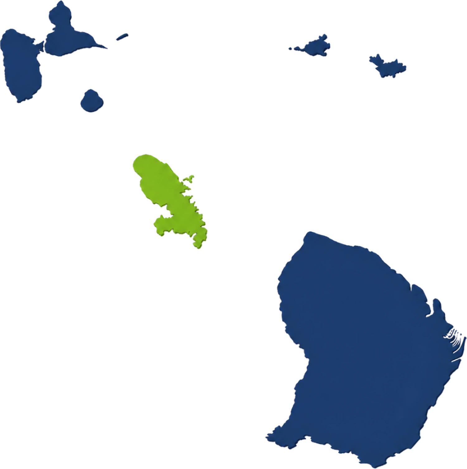 Carte de la zone d'intervention : Antilles et Guyane