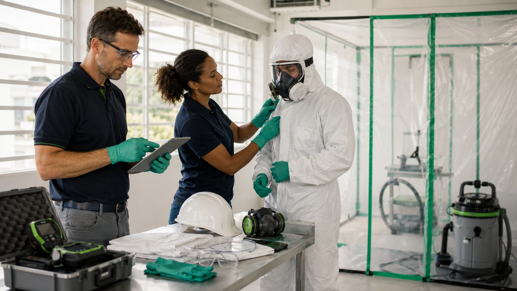 Démonstration des procédures de décontamination